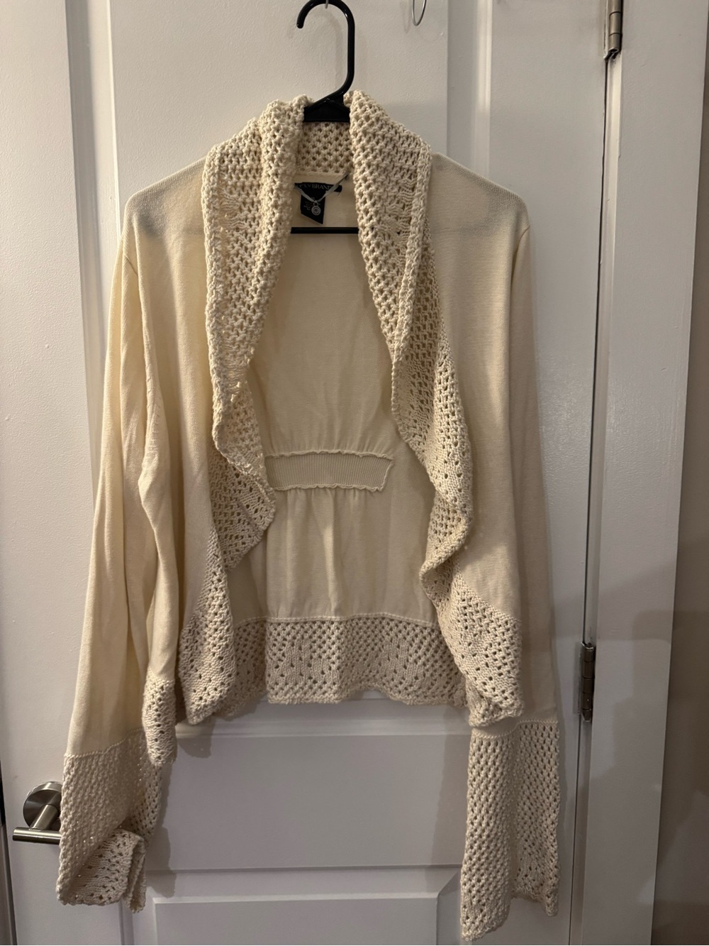 Lucky Brand Cream Open-Front Draped Cardigan